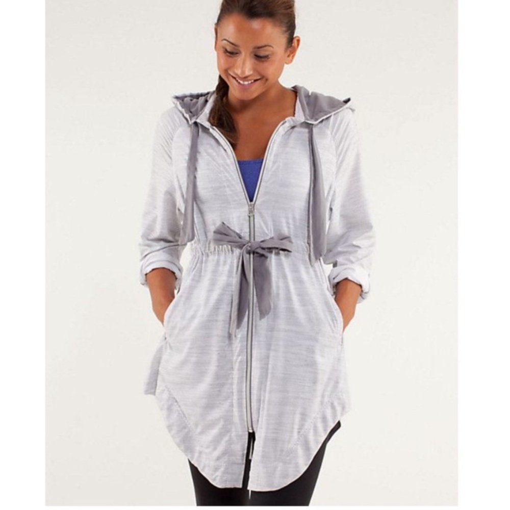 Lululemon Gray long line Vitality jacket with hoodie